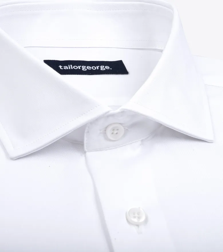 Eenvoudig te strijken effen wit poplin overhemd