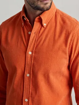 Oranje effen corduroy overhemd