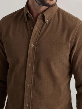 Effen bruin corduroy overhemd