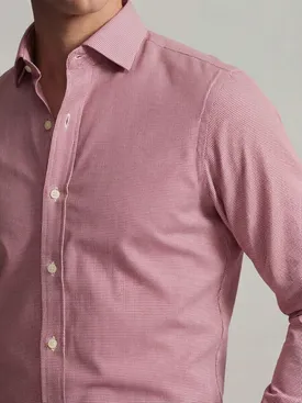 Gemakkelijk te strijken rood geruit twill overhemd