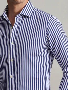 Blauw gestreept poplin overhemd