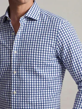 Marineblauw geruit twill overhemd
