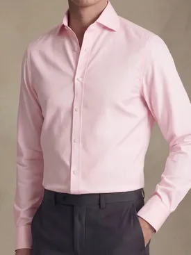Gemakkelijk te strijken lichtroze effen poplin overhemd