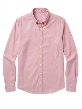 Effen dik Amerikaans Oxford overhemd in koraalrood