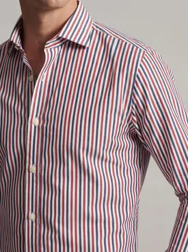 Blauw gestreept poplin overhemd