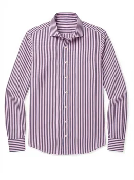Blauw gestreept poplin overhemd