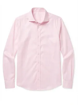 Effen roze twill overhemd
