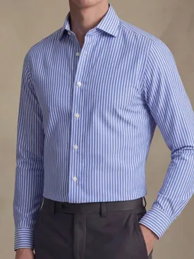 Blauw gestreept poplin overhemd
