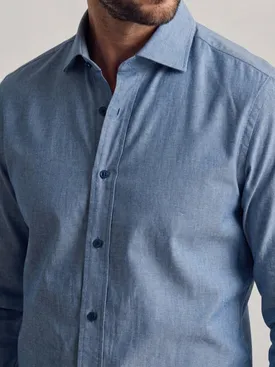 Indigoblauw Chambray-overhemd