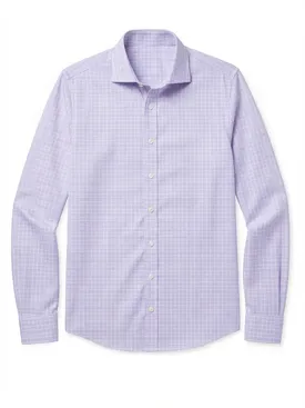 Gemakkelijk te strijken mauve Prince of Wales-ruit poplin overhemd