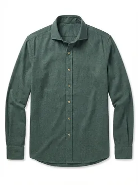 Effen kaki groen flanel overhemd