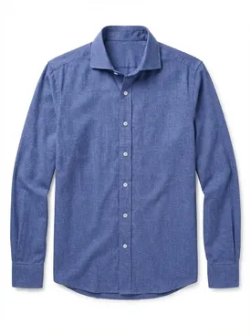 Effen blauw flanel overhemd