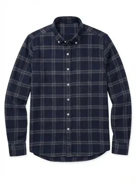 Blauw en grijs tartan dik flanel overhemd