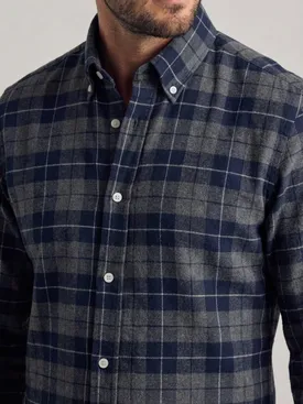 Blauw en grijs tartan dik flanel overhemd