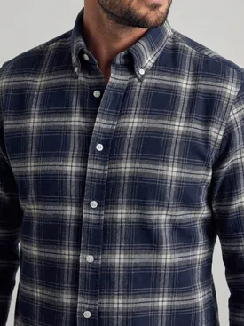 Blauw tartan dik flanel overhemd