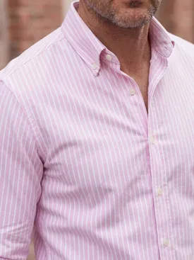 Strepen roze Oxford overhemd
