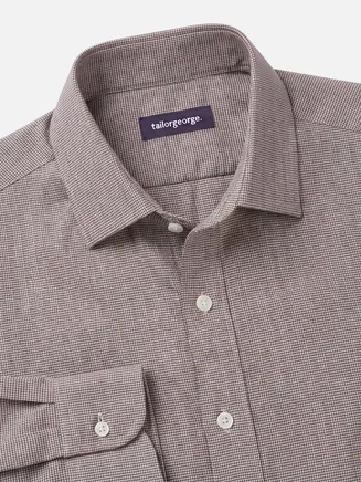 Effen bruin twill overhemd
