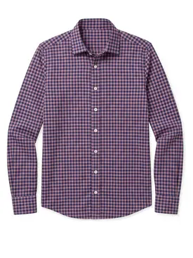 Twill overhemd met paars ruitdessin