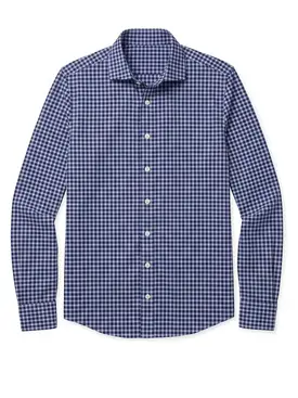 Twill overhemd met blauw ruitdessin