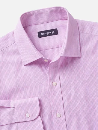 Fil-à-fil overhemd met roze strepen
