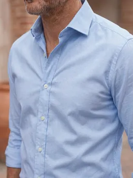 Hemelsblauw chambray overhemd